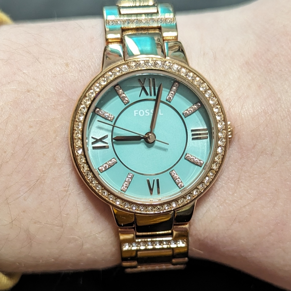 Fossil Watch rose gold, Tiffany blue face